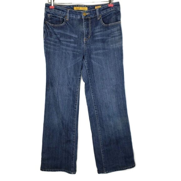 Seven7 Flare Jeans Size 8 32X29 Blue Premium Denim Stretch Hemmed - Picture 1 of 10